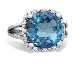 Blue Topaz Art Deco Cocktail 14K White Gold ring R2498