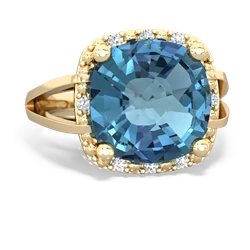 Blue Topaz Art Deco Cocktail 14K Yellow Gold ring R2498