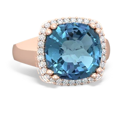 Blue Topaz Halo Cocktail 14K Rose Gold ring R2544