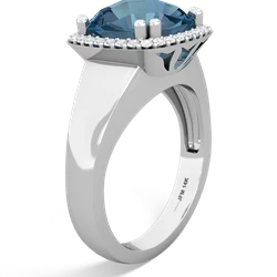 Blue Topaz Halo Cocktail 14K White Gold ring R2544