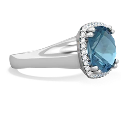 Blue Topaz Halo Cocktail 14K White Gold ring R2544