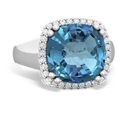 Blue Topaz Halo Cocktail 14K White Gold ring R2544