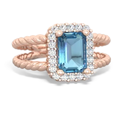 Blue Topaz Rope Split Band 14K Rose Gold ring R2628