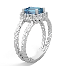 Blue Topaz Rope Split Band 14K White Gold ring R2628