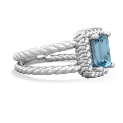 Blue Topaz Rope Split Band 14K White Gold ring R2628