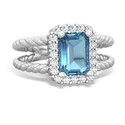 Blue Topaz Rope Split Band 14K White Gold ring R2628