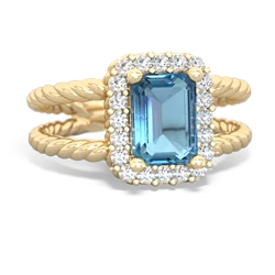 Blue Topaz Rope Split Band 14K Yellow Gold ring R2628