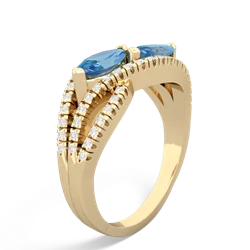 Blue Topaz Diamond Rivers 14K Yellow Gold ring R3070