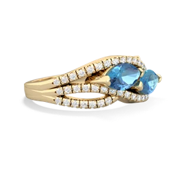 Blue Topaz Diamond Rivers 14K Yellow Gold ring R3070