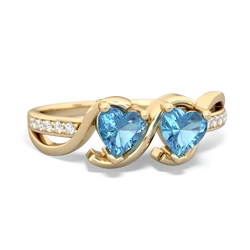 Blue Topaz Side By Side 14K Yellow Gold ring R3090