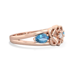 Blue Topaz Hearts Intertwined 14K Rose Gold ring R5880