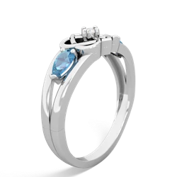 Blue Topaz Hearts Intertwined 14K White Gold ring R5880
