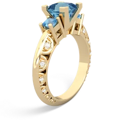 Blue Topaz Eternal Embrace Engagement 14K Yellow Gold ring C2001