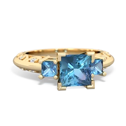 Blue Topaz Eternal Embrace Engagement 14K Yellow Gold ring C2001