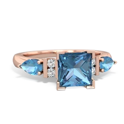 Blue Topaz 6Mm Princess Eternal Embrace Engagement 14K Rose Gold ring C2002