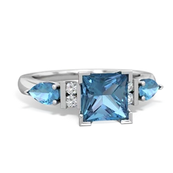 Blue Topaz 6Mm Princess Eternal Embrace Engagement 14K White Gold ring C2002