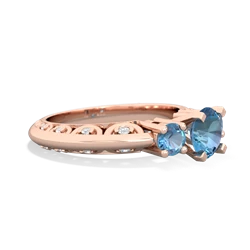 Blue Topaz Art Deco Eternal Embrace Engagement 14K Rose Gold ring C2003