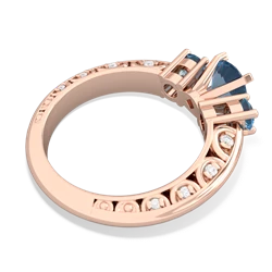 Blue Topaz Art Deco Eternal Embrace Engagement 14K Rose Gold ring C2003