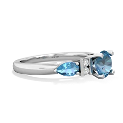 Blue Topaz 6Mm Round Eternal Embrace Engagement 14K White Gold ring R2005