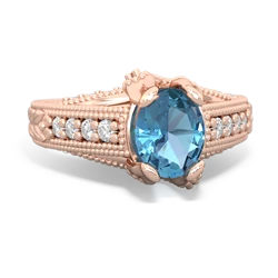 Blue Topaz Antique Style 14K Rose Gold ring R2028
