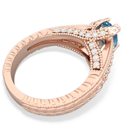 Blue Topaz Antique Style Milgrain Diamond 14K Rose Gold ring R2028