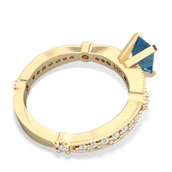Blue Topaz Sparkling Tiara 7X5mm Emerald-Cut 14K Yellow Gold ring R26297EM