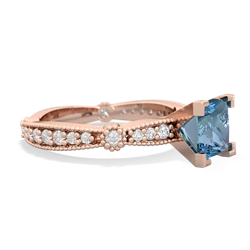 Blue Topaz Sparkling Tiara 6Mm Princess 14K Rose Gold ring R26296SQ