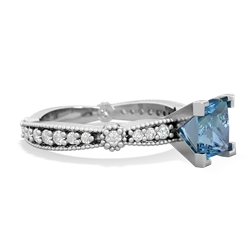 Blue Topaz Sparkling Tiara 6Mm Princess 14K White Gold ring R26296SQ