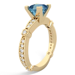 Blue Topaz Sparkling Tiara 6Mm Princess 14K Yellow Gold ring R26296SQ