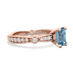 Blue Topaz Sparkling Tiara 7X5mm Emerald-Cut 14K Rose Gold ring R26297EM