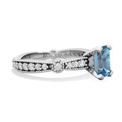 Blue Topaz Sparkling Tiara 7X5mm Emerald-Cut 14K White Gold ring R26297EM