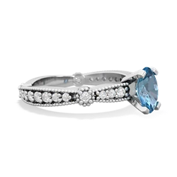 Blue Topaz Sparkling Tiara 7X5mm Oval 14K White Gold ring R26297VL