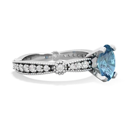 Blue Topaz Sparkling Tiara 8X6 Oval 14K White Gold ring R26298VL