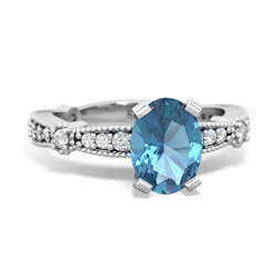 Blue Topaz Sparkling Tiara 8X6 Oval 14K White Gold ring R26298VL