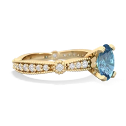 Blue Topaz Sparkling Tiara 8X6 Oval 14K Yellow Gold ring R26298VL