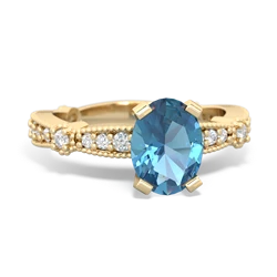 Blue Topaz Sparkling Tiara 8X6 Oval 14K Yellow Gold ring R26298VL