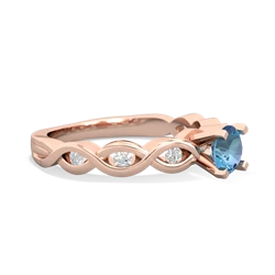 Blue Topaz Infinity 5Mm Round Engagement 14K Rose Gold ring R26315RD