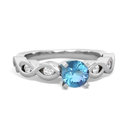 Blue Topaz Infinity 5Mm Round Engagement 14K White Gold ring R26315RD