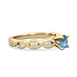 Blue Topaz Infinity 5Mm Round Engagement 14K Yellow Gold ring R26315RD