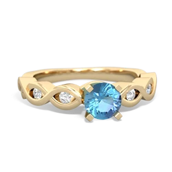 Blue Topaz Infinity 5Mm Round Engagement 14K Yellow Gold ring R26315RD