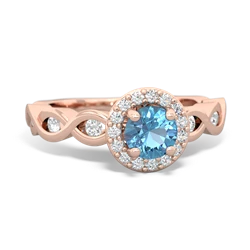 Blue Topaz Infinity Halo Engagement 14K Rose Gold ring R26315RH