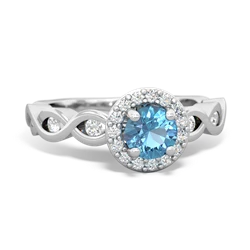 Blue Topaz Infinity Halo Engagement 14K White Gold ring R26315RH