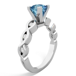 Blue Topaz Infinity 5Mm Square Engagement 14K White Gold ring R26315SQ