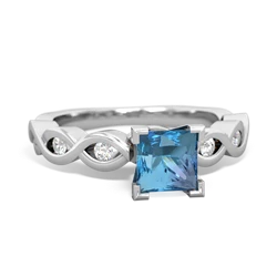 Blue Topaz Infinity 5Mm Square Engagement 14K White Gold ring R26315SQ