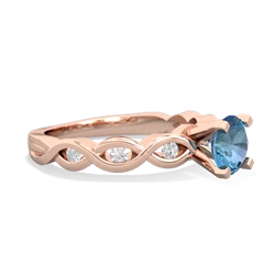 Blue Topaz Infinity 6Mm Round Engagement 14K Rose Gold ring R26316RD