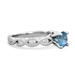 Blue Topaz Infinity 6Mm Round Engagement 14K White Gold ring R26316RD