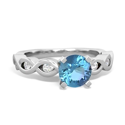 Blue Topaz Infinity 6Mm Round Engagement 14K White Gold ring R26316RD