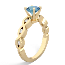 Blue Topaz Infinity 6Mm Round Engagement 14K Yellow Gold ring R26316RD