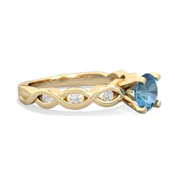 Blue Topaz Infinity 6Mm Round Engagement 14K Yellow Gold ring R26316RD