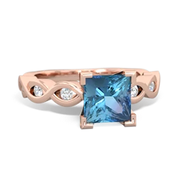 Blue Topaz Infinity 6Mm Princess Engagement 14K Rose Gold ring R26316SQ